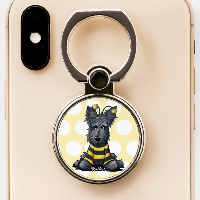 KiniArt Scottie Dog Bee Phone Ring Stand (Close Up)