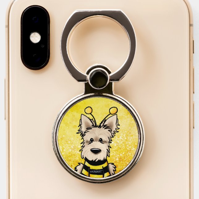 KiniArt Scottie Dog Bee Phone Ring Stand (Close Up)