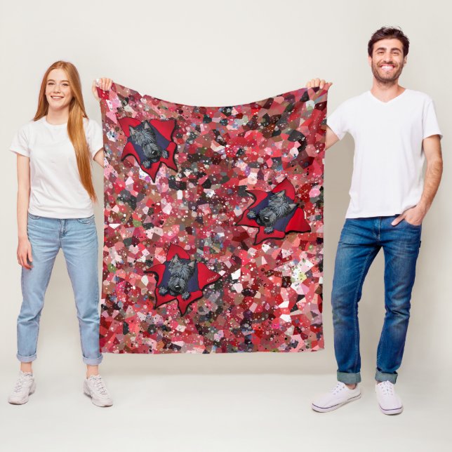 KiniArt Scottie Red Abstract Fleece Blanket (In Situ)