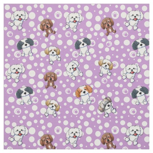 KiniArt Shih Tzu Dogs On Purple Fabric