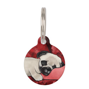 KiniArt Sleepy Pug Pet ID Tag