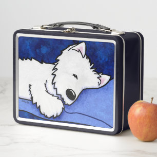 KiniArt Sleepy Westie Metal Lunch Box