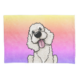 KiniArt Smiling Doodle Dog Pillow Case