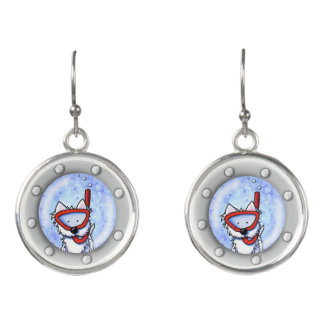 KiniArt Snorkel Westie Porthole Earrings