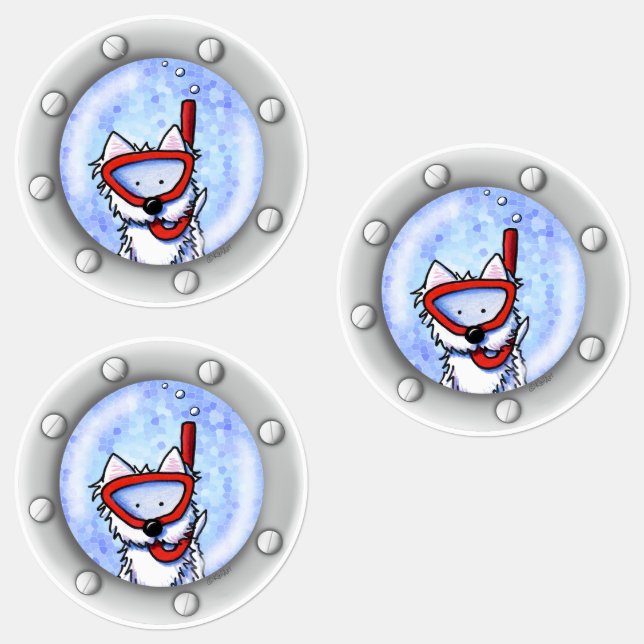 KiniArt Snorkel Westie Porthole Waterproof  Labels (Group)