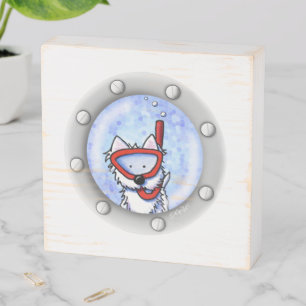 KiniArt Snorkel Westie Porthole Wooden Box Sign