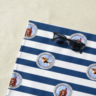 KiniArt Snorkeling Basset Hounds Beach Towel