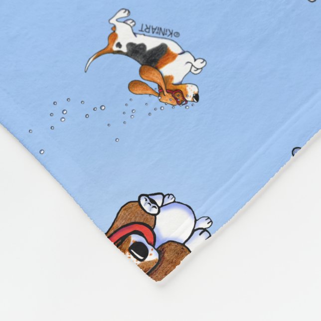 KiniArt Snorkeling Basset Hounds Sherpa Blanket (Corner)