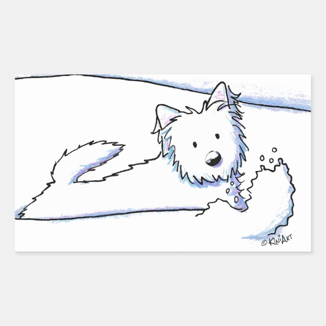 KiniArt Snow Plow Westie Rectangular Sticker (Front)