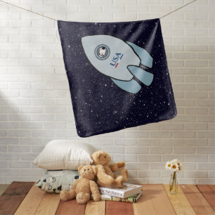 KiniArt Space Rocket Dog Westie Baby Blanket