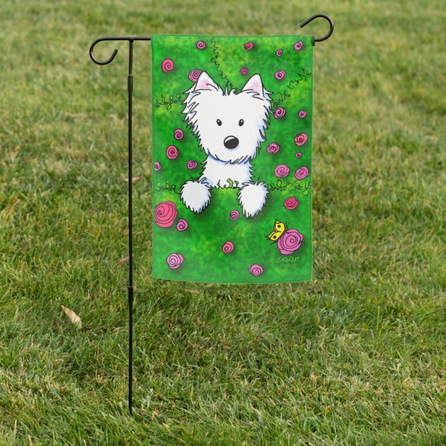 KiniArt Spring Westie Garden Flag (In SItu)
