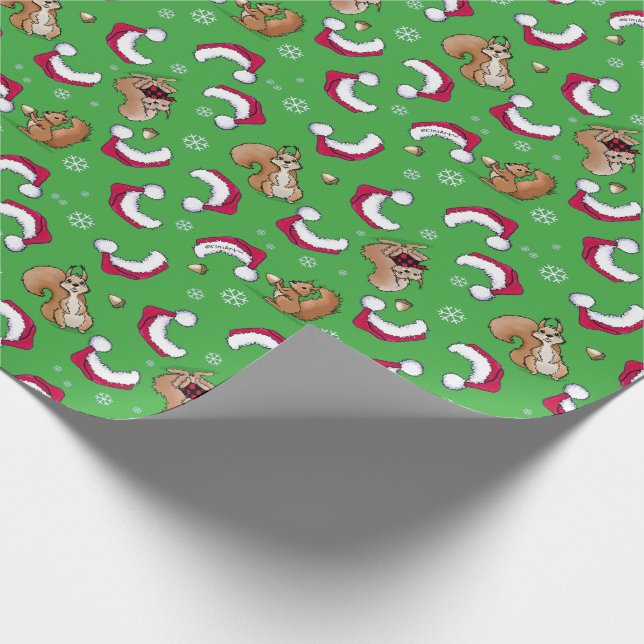 KiniArt Squirrel Christmas Giftwrap Wrapping Paper (Corner)
