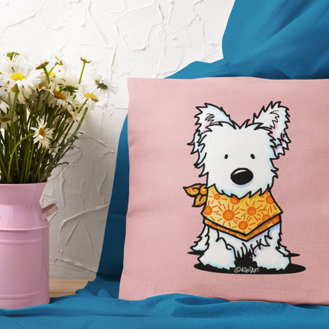 KiniArt Sunshine Westie Throw Pillow (Creator Uploaded)