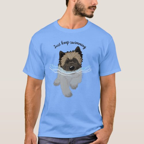 KiniArt Swimming Cairn Terrier T_Shirt