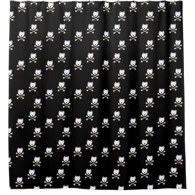 KiniArt Torrid Westie Crossbones Shower Curtain (Front)