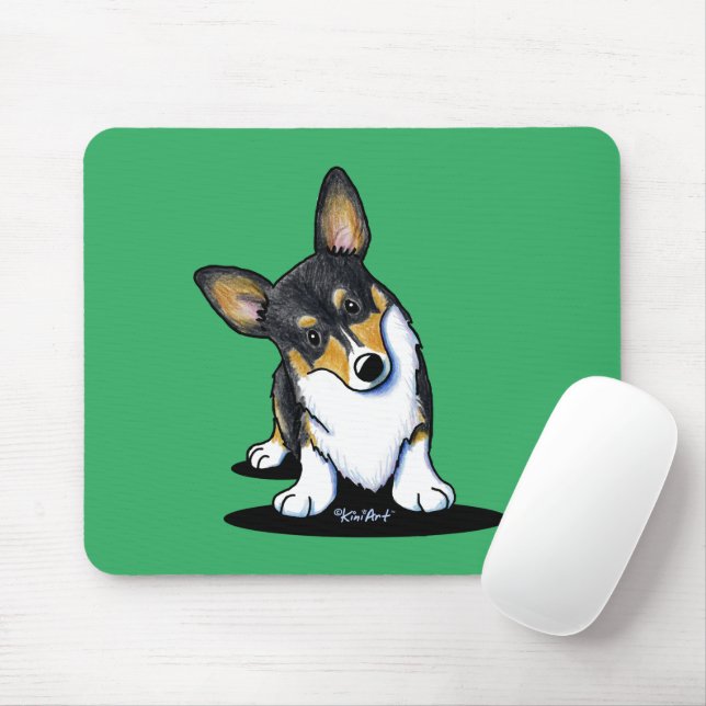 KiniArt Tri Curious Corgi Mouse Pad (With Mouse)