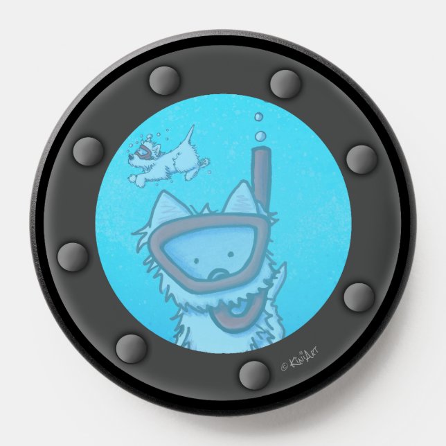 KiniArt Underwater Westie Porthole PopSocket (Popsocket)