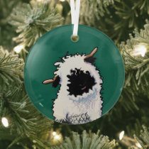 KiniArt Valais Blacknose Sheep Glass Ornament