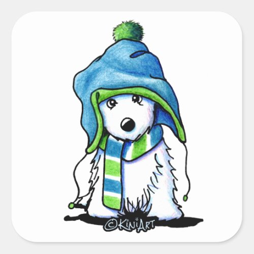 KiniArt Wee Winter Westie Square Sticker