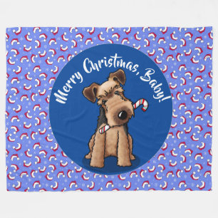 KiniArt Welsh Terrier Christmas Fleece Blanket