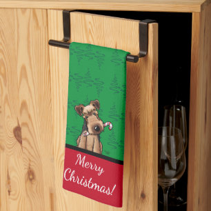 KiniArt Welsh Terrier Christmas Kitchen Towel