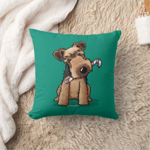 KiniArt Welsh Terrier Christmas  Throw Pillow