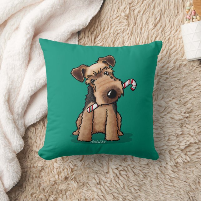 KiniArt Welsh Terrier Christmas  Throw Pillow (Blanket)