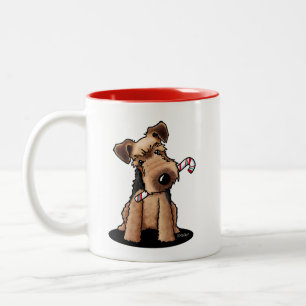 KiniArt Welsh Terrier Christmas Two-Tone Coffee Mug