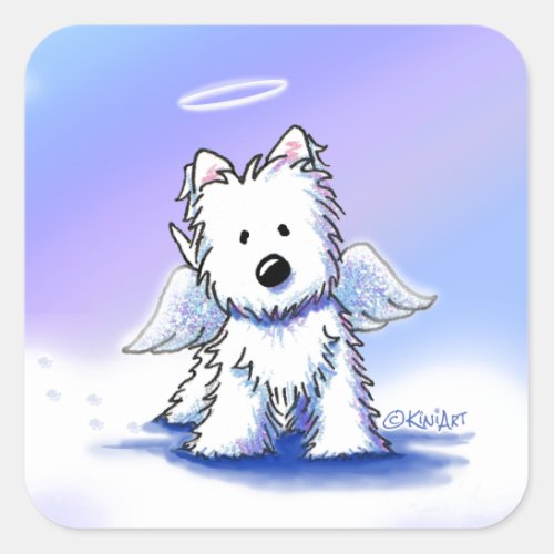 KiniArt Westie Angel Square Sticker