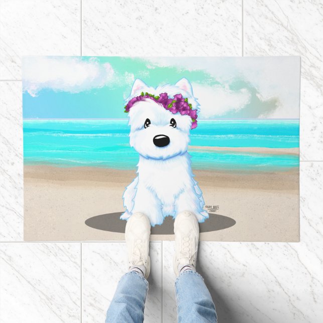 KiniArt™️ Westie Beach Blossom Doormat (Indoor)