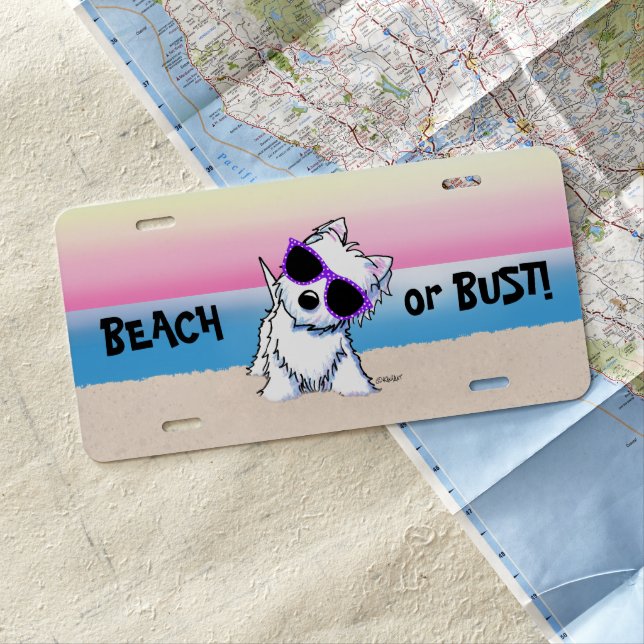 KiniArt Westie Beach Personalized License Plate (In Situ)