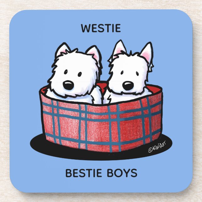 KiniArt Westie Besties Beverage Coaster (Front)