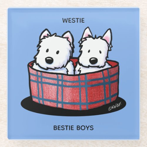 KiniArt Westie Besties Glass Coaster