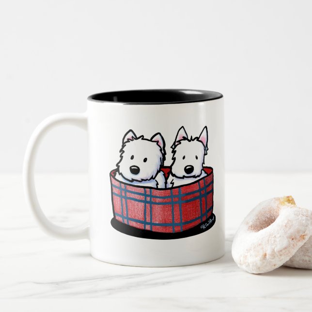 KiniArt Westie Besties Two-Tone Coffee Mug (With Donut)