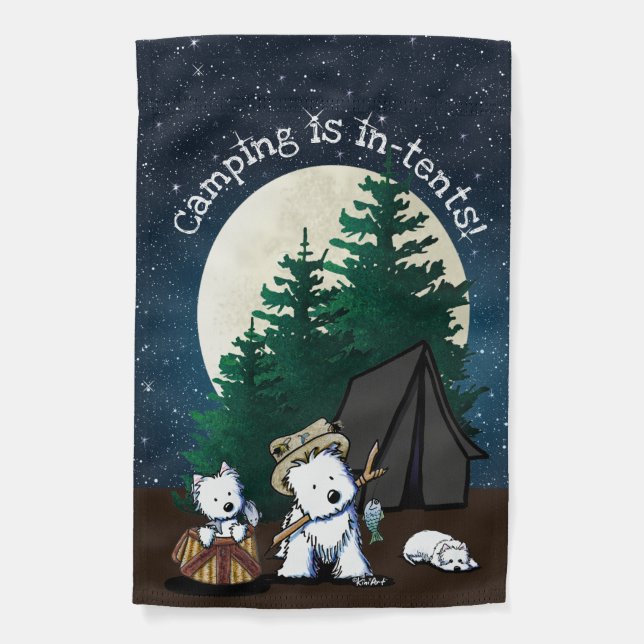 KiniArt Westie CAMPING Garden Flag (Front)
