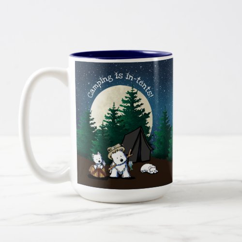 KiniArt Westie Camping Two_Tone Coffee Mug