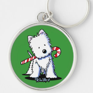 KiniArt Westie Candy Cane Cutie Key Chain