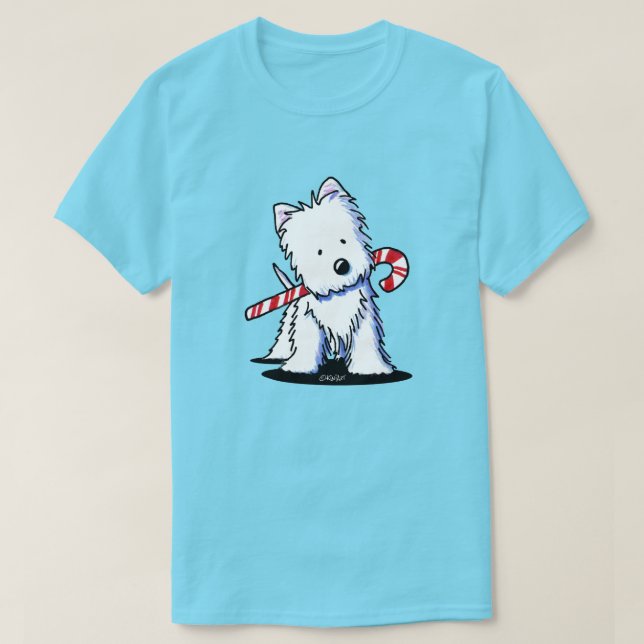 KiniArt Westie Candy Cane Cutie T-Shirt (Design Front)