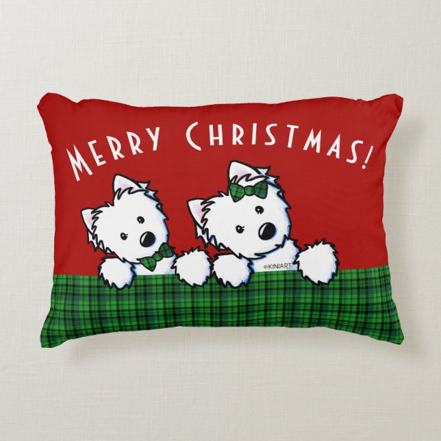 KiniArt Westie Christmas Accent Pillow (Front)