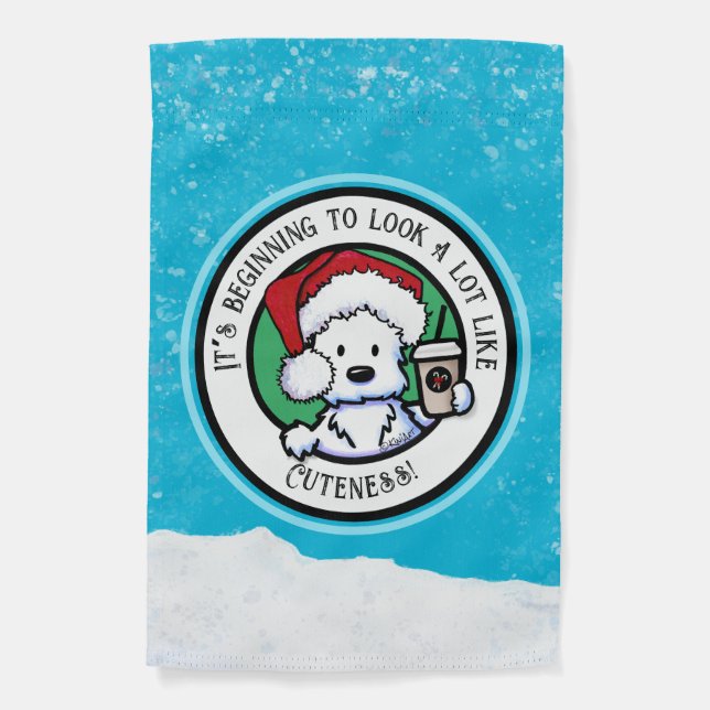 KiniArt Westie Christmas Coffee Garden Flag (Front)