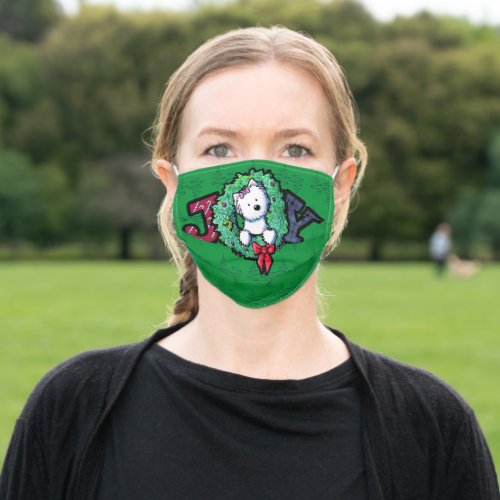 KiniArt Westie Christmas Joy Adult Cloth Face Mask