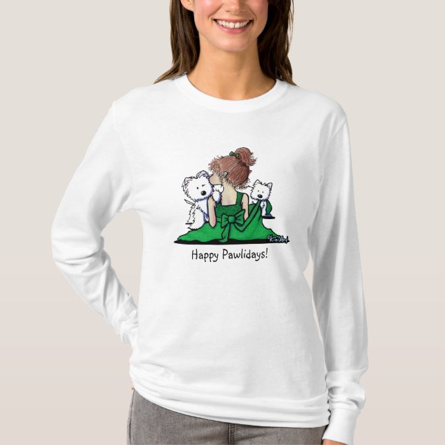 KiniArt Westie Christmas Kisses T-Shirt (Front)