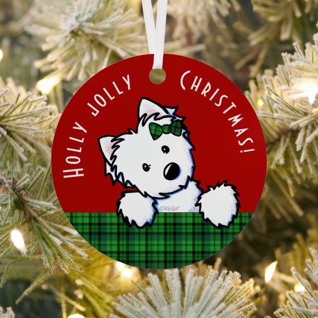 KiniArt Westie Christmas Metal Ornament (Insitu)