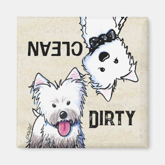 KiniArt Westie Clean Dirty Dishwasher magnet