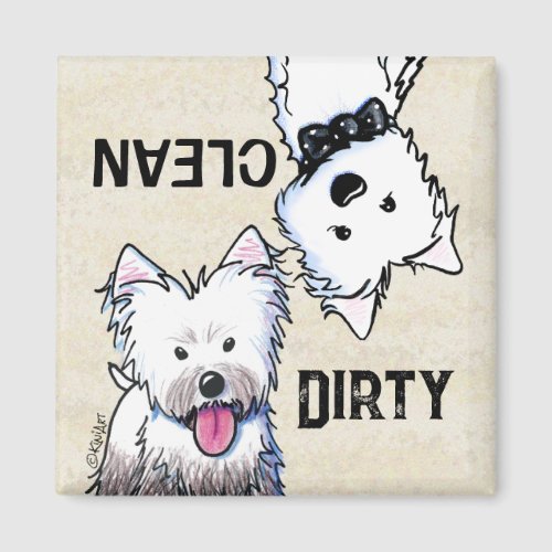 KiniArt Westie Clean Dirty Dishwasher magnet