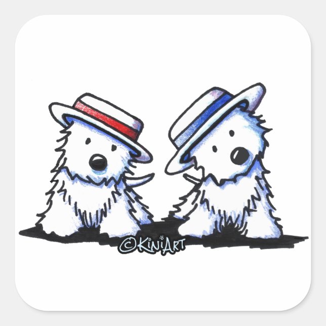 KiniArt Westie Dancing Duo Square Sticker (Front)