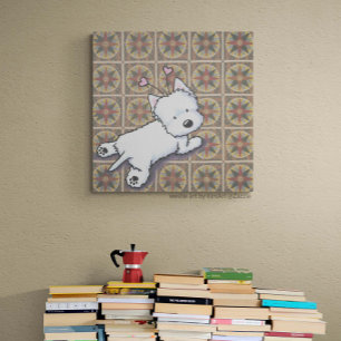 KiniArt Westie Dog On Quilt Gallery Wrap