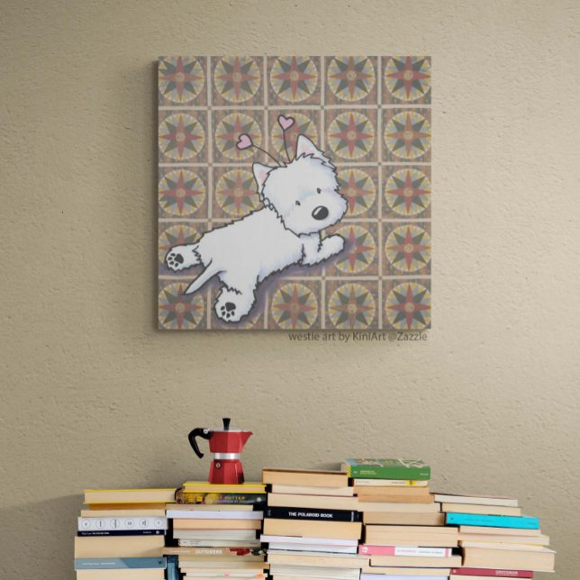 KiniArt Westie Dog On Quilt Gallery Wrap (Creator Uploaded)