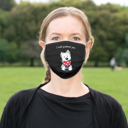 KiniArt Westie Dog Valentine Adult Cloth Face Mask