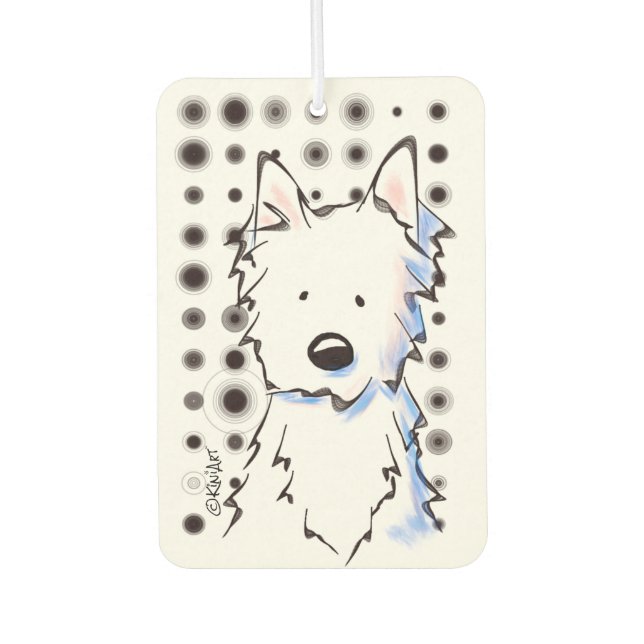 KiniArt Westie Dots Car Air Freshener (Front)